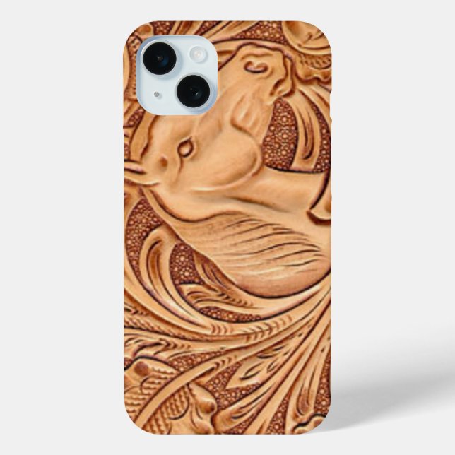 Rustikales Reitpferd aus Western iPhone 15 Mini Hülle (Rückseite)