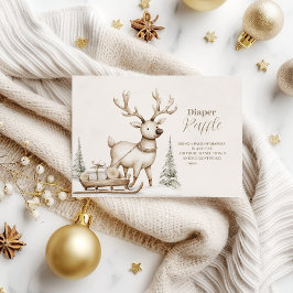 Rustikales Rentier Winter Baby Duschdiapper Raffle Begleitkarte