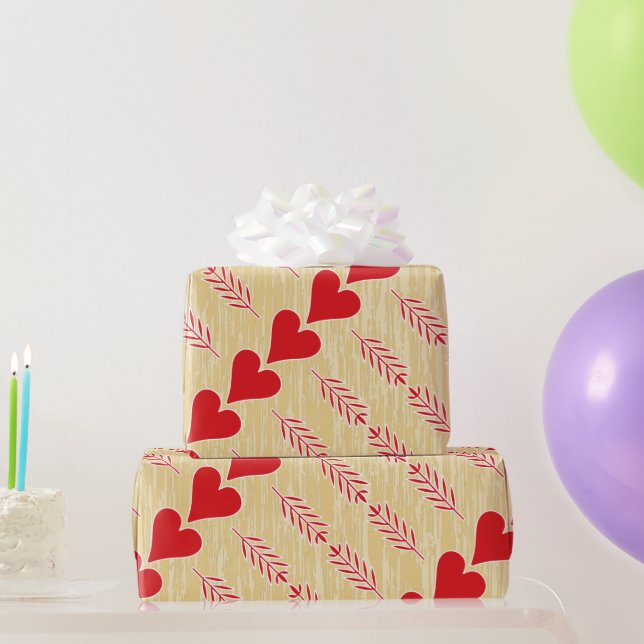 rustikales Retro-Herzmuster Valentine Geschenkpapier (Partygeschenke)
