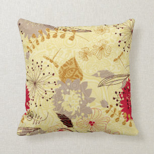 Rustikales Retro-Muster Beige und Rot Kissen