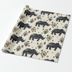Rustikales Rhino-Stammesmuster (2) Geschenkpapier