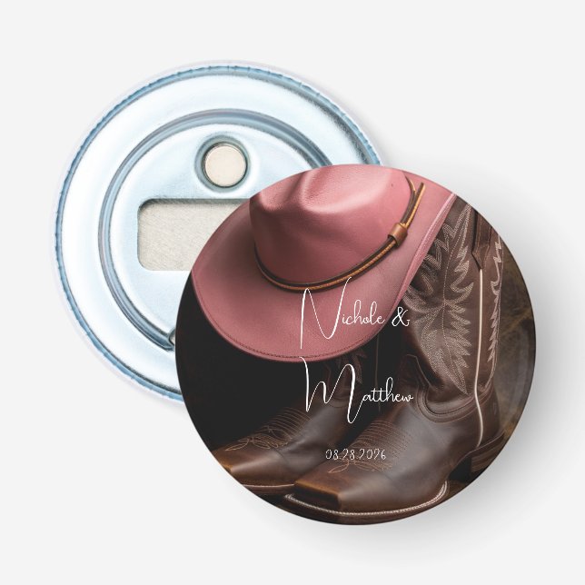 Rustikales romanisches Hochzeitsgeschenk Flaschenöffner (Vorderseite)