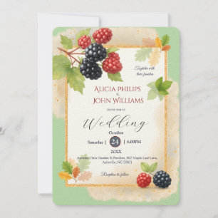 Rustikales Romantisches Herbst-Berry-Hochzeitssemb Einladung