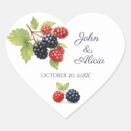 Rustikales Romantisches Herbst-Berry-Hochzeitssemb Herz-Aufkleber