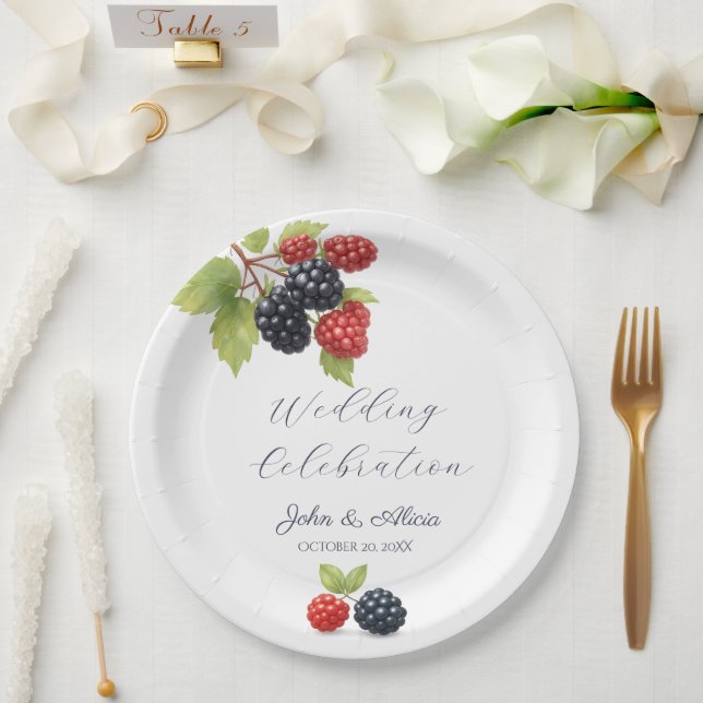 Rustikales Romantisches Herbst-Berry-Hochzeitssemb Pappteller (Hochzeit)