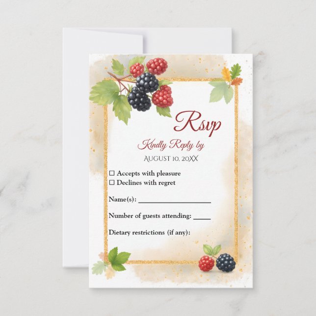 Rustikales Romantisches Herbst-Berry-Hochzeitssemb RSVP Karte (Vorderseite)
