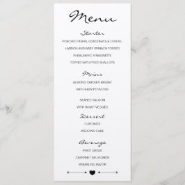 Rustikales romantisches Hochzeitmenü mit Herz und Menükarte