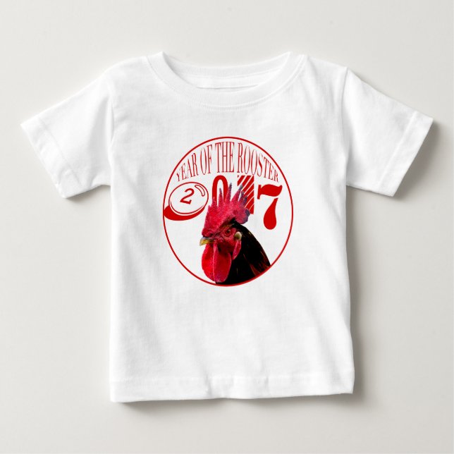 Rustikales Rooster Jahr 2017 Custom Baby Romper Baby T-shirt (Vorderseite)