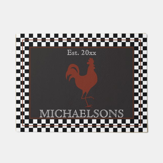 Rustikales Rooster mit schwarzem Hintergrund | Nam Fußmatte (Vorderseite)