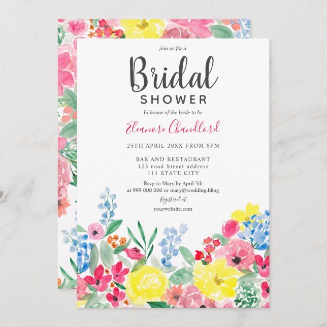 Rustikales rosa Brautparty Einladung (Vorne/Hinten)