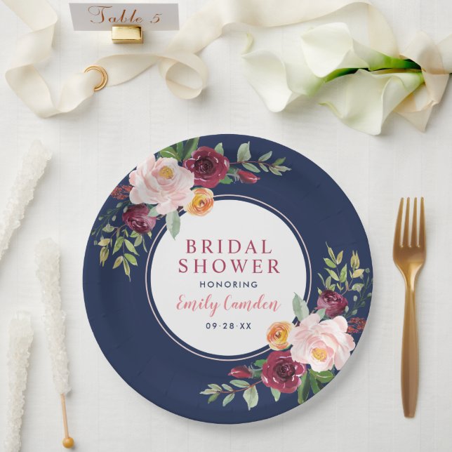 Rustikales rosa Brautparty Pappteller (Hochzeit)