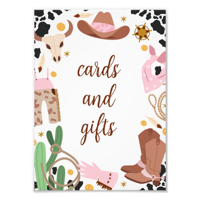 Rustikales rosa First Rodeo Geburtstagsmenü Zeiche Fotodruck (Vorne)