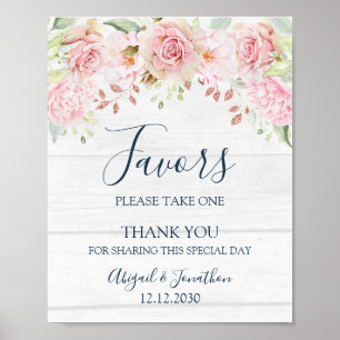Rustikales Rosa Florales Hochzeitsgunst-Schild Frü Poster