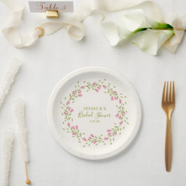 Rustikales Rosa Garden Blume Custom Brautparty Pappteller