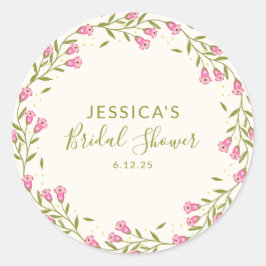 Rustikales Rosa Garden Blume Custom Brautparty Runder Aufkleber