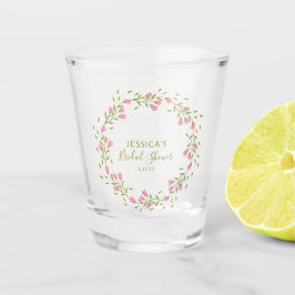 Rustikales Rosa Garden Blume Custom Brautparty Schnapsglas