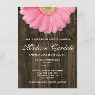 Rustikales Rosa Gerber Daisy Bridal Dusche Einladu Einladung