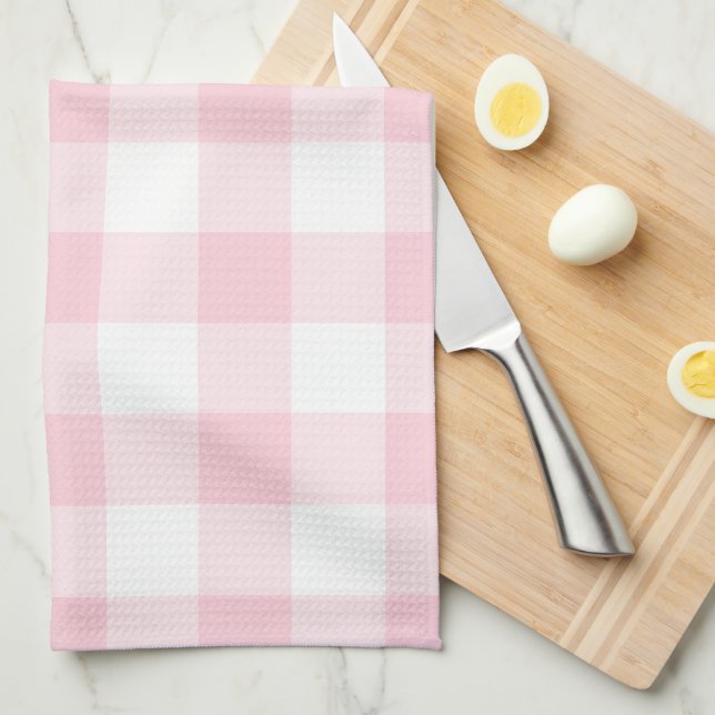 Rustikales rosa Gingham-Karo-Karo-Muster Geschirrtuch (Viertel Falte)