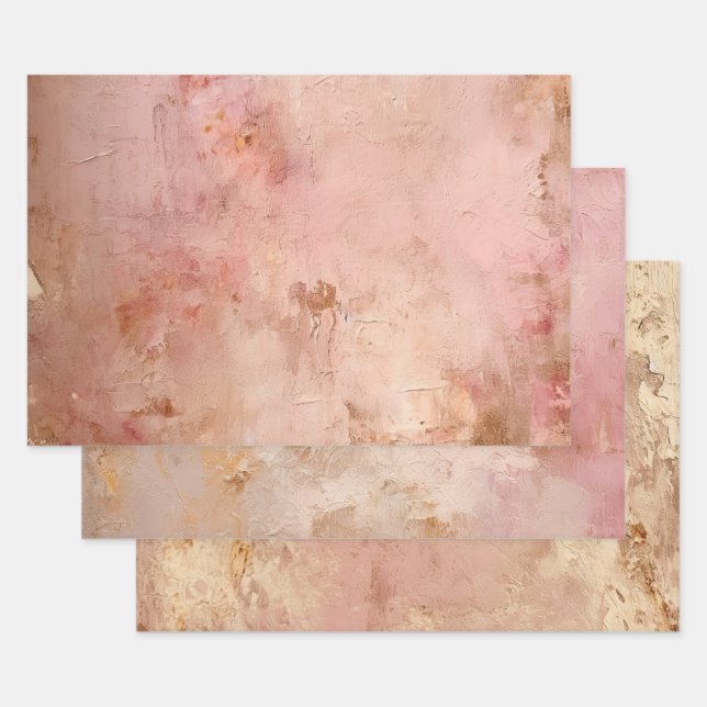 Rustikales Rosa Imitat Paint Geschenkpapier Set (Set)