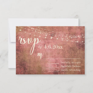 Rustikales Rosa & Jute Vintage mit Lichtern, RSVP Karte