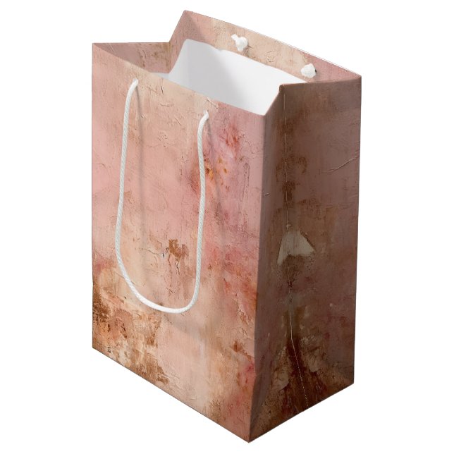 Rustikales Rosa Mittlere Geschenktüte (Vorderseite Schrägansicht)
