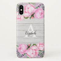 Rustikales rosa Monogramm der Pfingstrosen-|