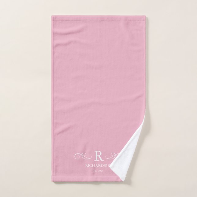Rustikales rosa Monogramm Handtuch (Handtuch)