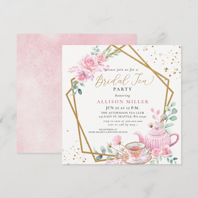 Rustikales Rosa Party Brautparty Einladung (Vorne/Hinten)