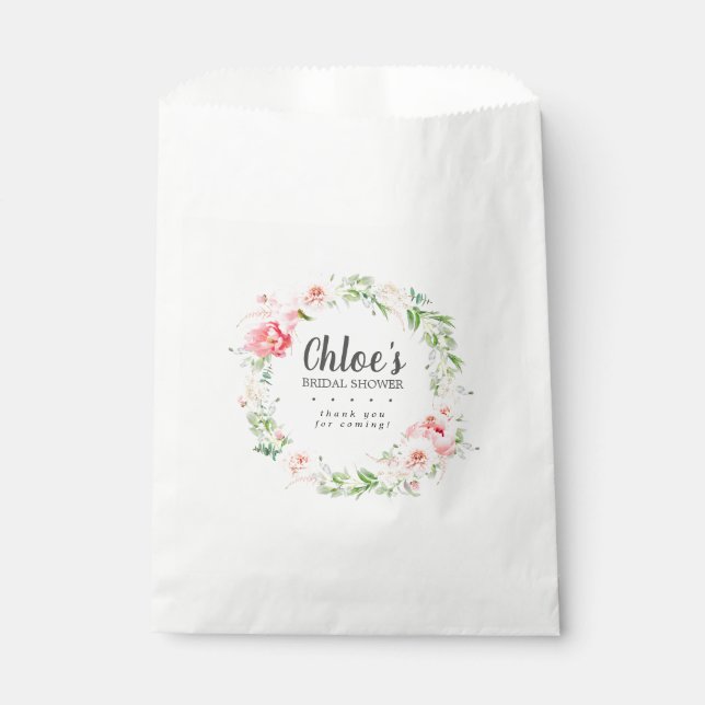 Rustikales Rosa Peonys Blumengebirge Brautparty Geschenktütchen (Vorderseite)
