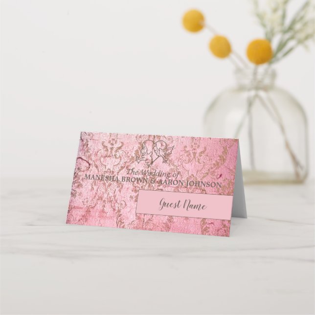 Rustikales Rosa - Platzkarte (Vorderseite)