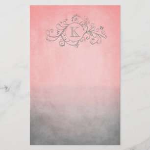 Rustikales Rosa und Bohemisches Grau Geblüht Briefpapier