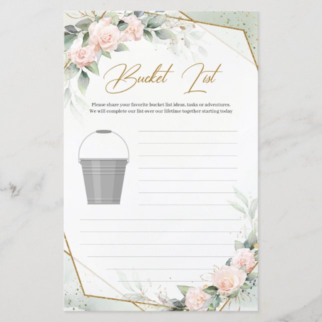 Rustikales Rosenrosenspiel Gold Bucket List (Vorderseite)