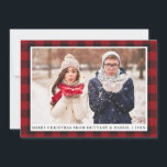 Rustikales Rot Kariert Frohe Weihnachten Couple Fo<br><div class="desc">Rustikales Red Buffalo Kariertes Couple Foto Frohe Weihnachtskarte</div>