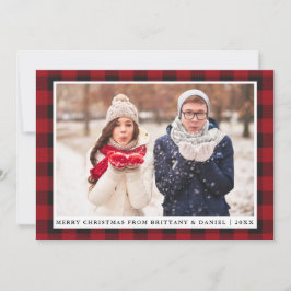Rustikales Rot Kariert Frohe Weihnachten Couple Fo