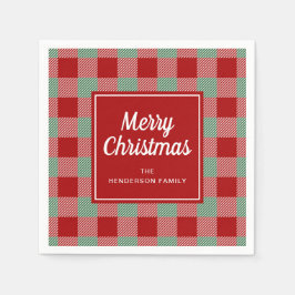 Rustikales Rot Kariert Frohe Weihnachten Serviette