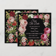 Rustikales Rot Pink Florales Grünzeug Schwarz