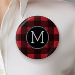 Rustikales Rot-Schwarz-Buffalo-Kariertes Muster Mo Button<br><div class="desc">Ein robustes und maskulines Design mit einem Bereich für Monogramme. Ein klassisches,  traditionelles Muster,  das es schon seit Jahren gibt. Wenn Sie das Kunstwerk anpassen oder den Schriftart ändern möchten,  können Sie auf den Bereich anpassen klicken. Dies führt Sie zum Design-Tool,  mit dem Sie viele Änderungen vornehmen können.</div>