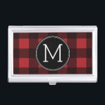 Rustikales Rot-Schwarz-Buffalo-Kariertes Muster Mo Visitenkarten Dose<br><div class="desc">Ein robustes und maskulines Design mit einem Bereich für Monogramme. Ein klassisches,  traditionelles Muster,  das es schon seit Jahren gibt. Wenn Sie das Kunstwerk anpassen oder den Schriftart ändern möchten,  können Sie auf den Bereich anpassen klicken. Dies führt Sie zum Design-Tool,  mit dem Sie viele Änderungen vornehmen können.</div>