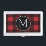 Rustikales Rot-Schwarz-Buffalo-Kariertes Muster Mo Visitenkarten Dose<br><div class="desc">Ein robustes und maskulines Design mit einem Bereich für Monogramme. Ein klassisches,  traditionelles Muster,  das es schon seit Jahren gibt. Wenn Sie das Kunstwerk anpassen oder den Schriftart ändern möchten,  können Sie auf den Bereich anpassen klicken. Dies führt Sie zum Design-Tool,  mit dem Sie viele Änderungen vornehmen können.</div>