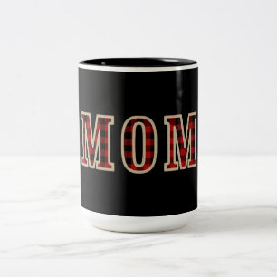 Rustikales Rot-Schwarz-Buffalo-Karo-Quadrat-MOM Zweifarbige Tasse