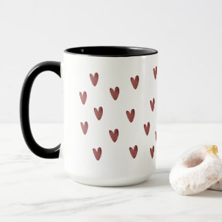 Rustikales Rot-Schwarz-Herzmuster Zweifarbig Tasse