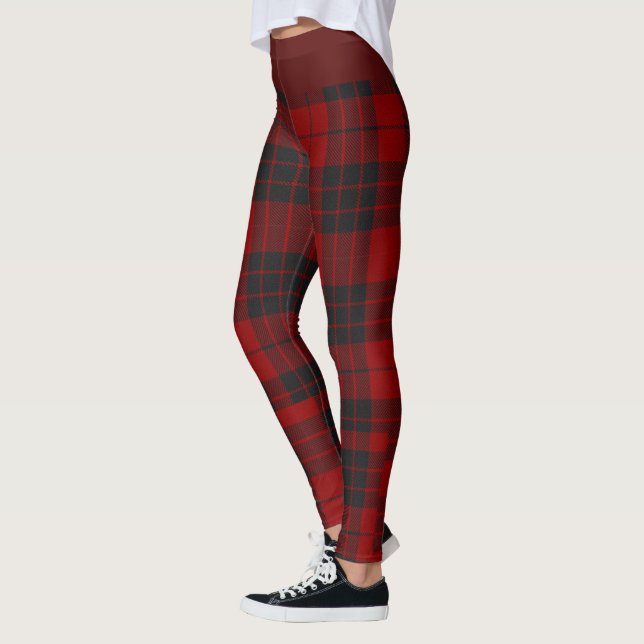 Rustikales Rot-Schwarz-Tartan-Buffalo-Muster Karie Leggings (Links)