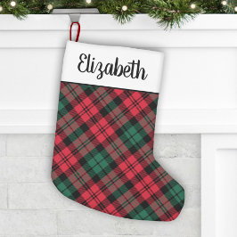 Rustikales Rot und grüner Tartan Kariert Personali Kleiner Weihnachtsstrumpf