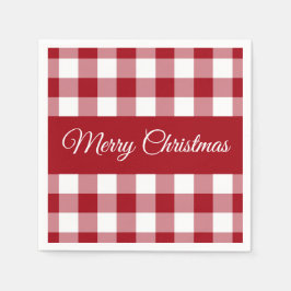Rustikales Rot und Weiß Karierte Weihnachten Serviette