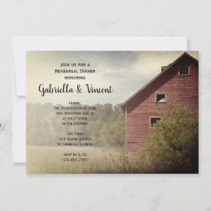 Rustikales Roter Barn Country Hochzeit Probe Dinne Einladung