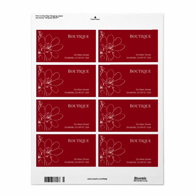 Rustikales rotes Blumenmuster-Versandetikett für K (Vorne)