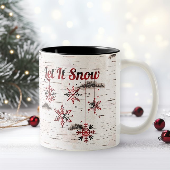 Rustikales Rotes Buffalo Karierte Schneeflocken au Zweifarbige Tasse (Von Creator hochgeladen)