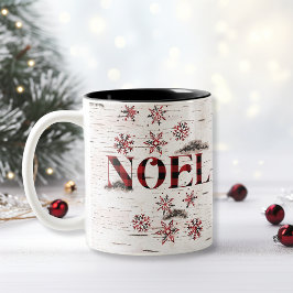 Rustikales Rotes Buffalo Karierte Schneeflocken We Zweifarbige Tasse