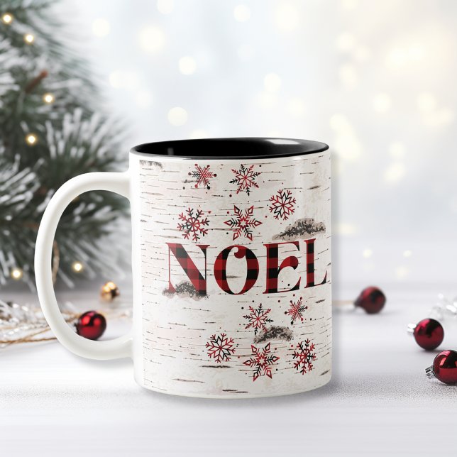 Rustikales Rotes Buffalo Karierte Schneeflocken We Zweifarbige Tasse (Von Creator hochgeladen)