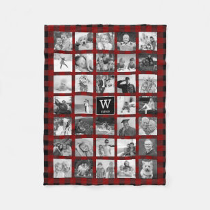 Rustikales Rotes Buffalo Kariertes Monogramm-FotoC Fleecedecke